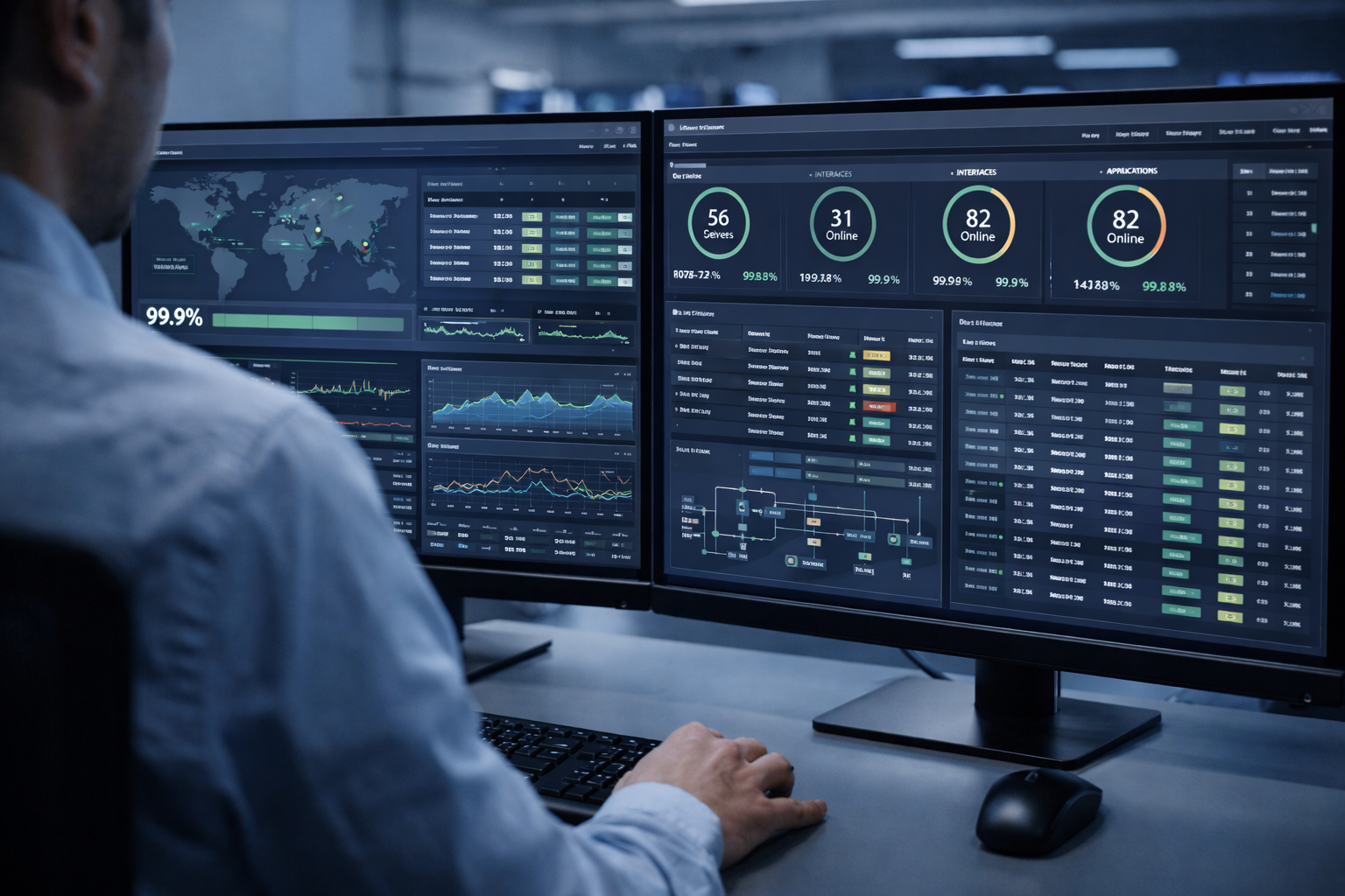 IT engineer managing network infrastructure in server room for Southern California managed IT partner engagement