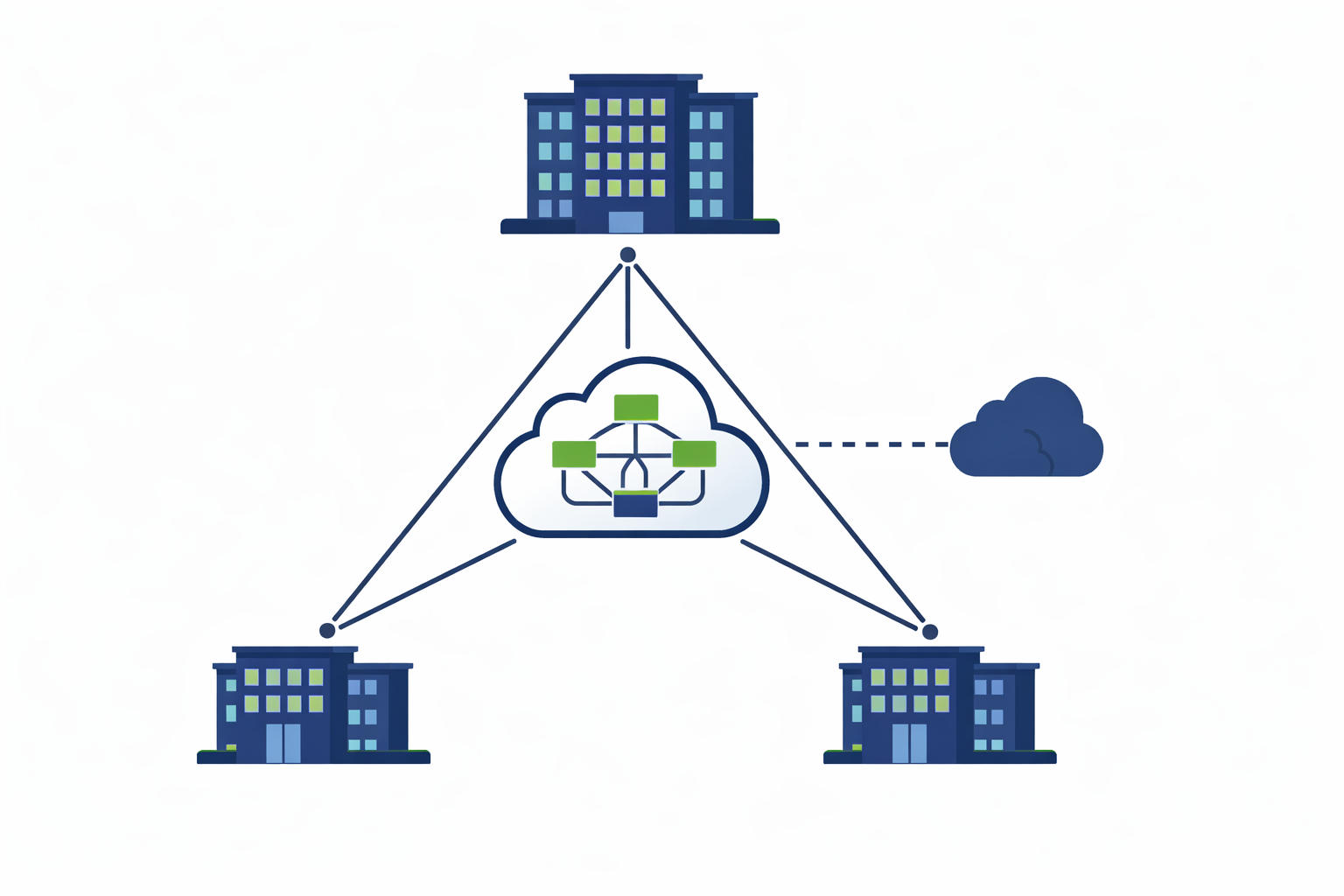 Network topology diagram showing branch offices connected via SD-WAN across Southern California