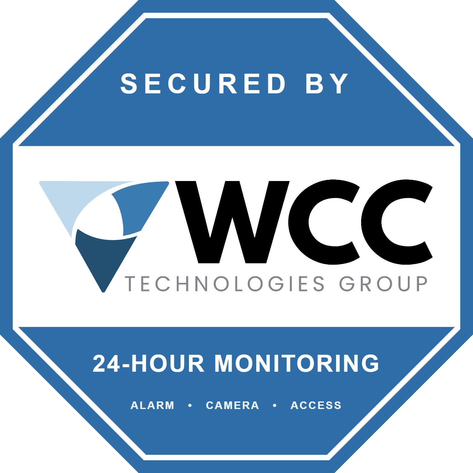 Commercial alarm systems — WCC 24/7 monitored premises decal